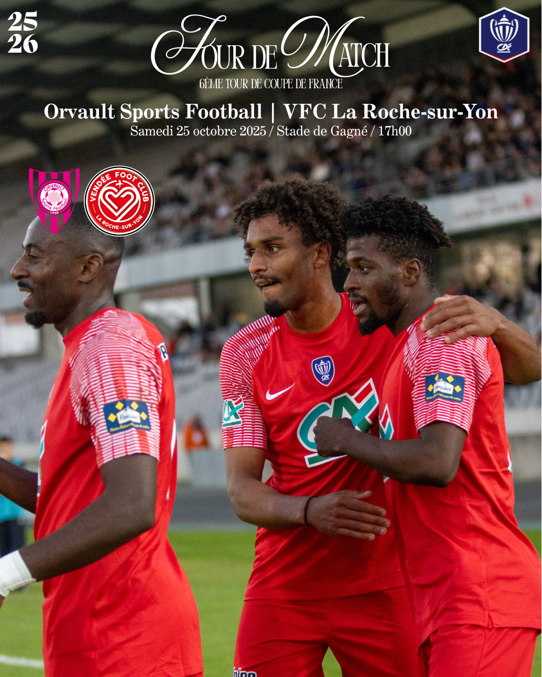 Joueurs du VFC La Roche-sur-Yon lors du dernier match de Coupe de France célébrant le but d'Ibrahima KEÏTA