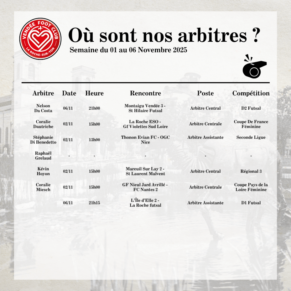 PROGRAMME DES ARBITRES