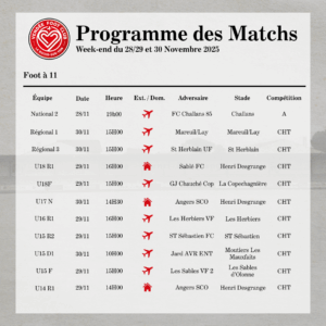 Programme n°1 des matchs du week-end