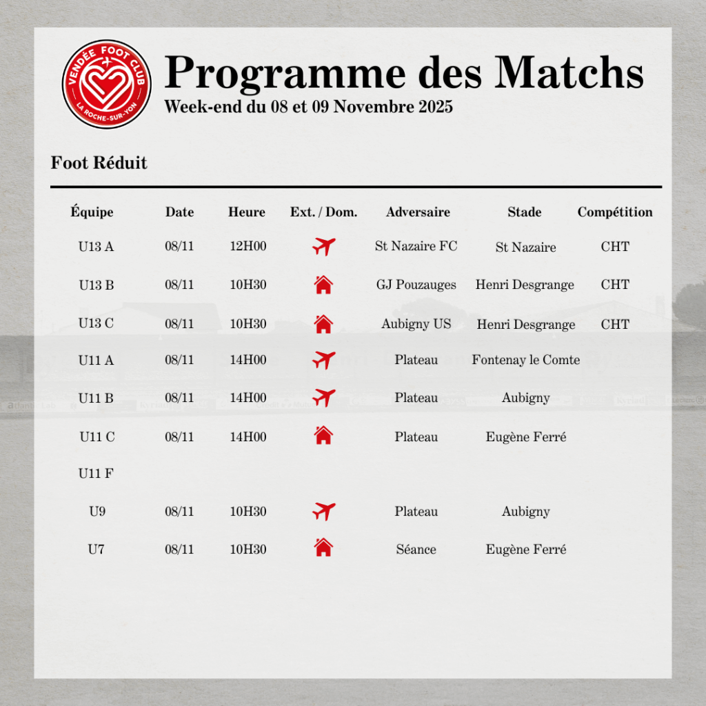 Programme des matchs partie 2