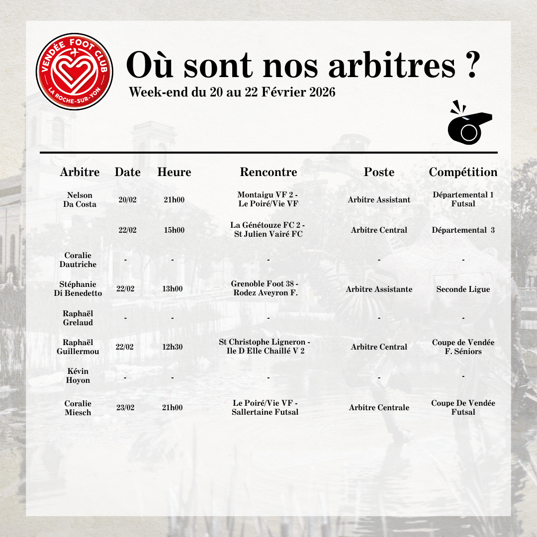 Programme des arbitres