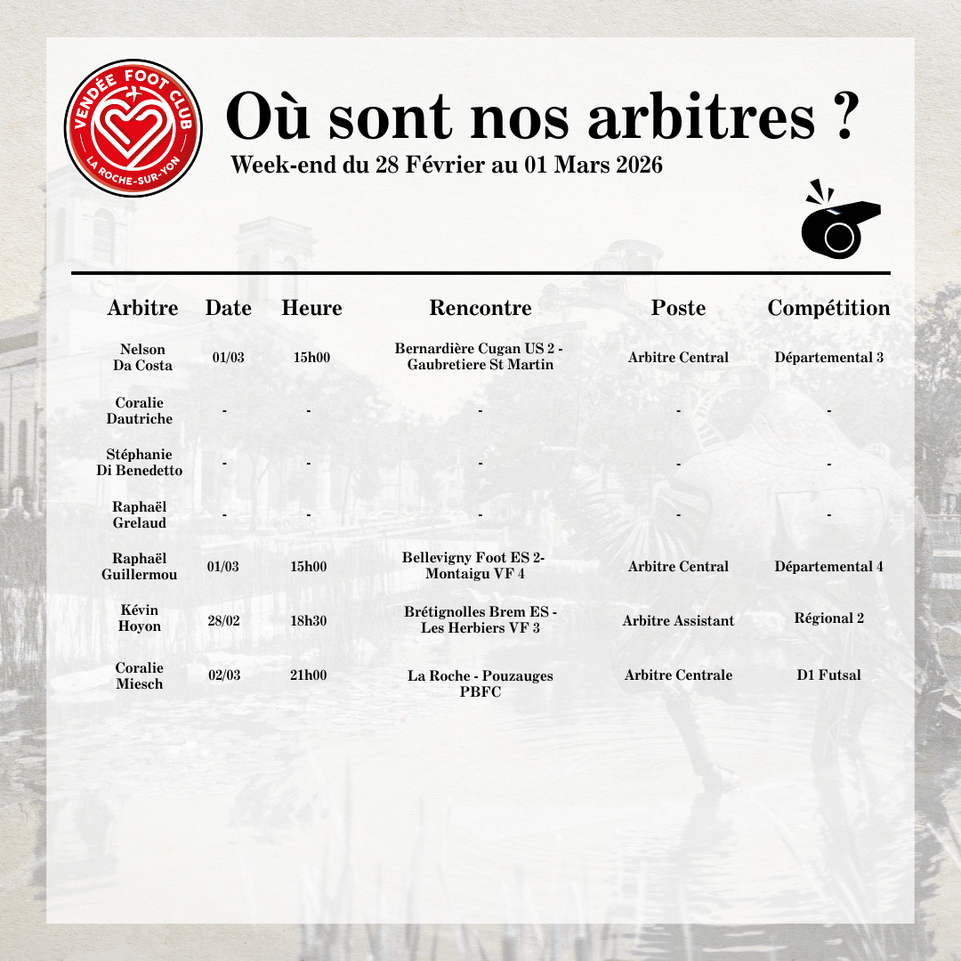 Programme des arbitres